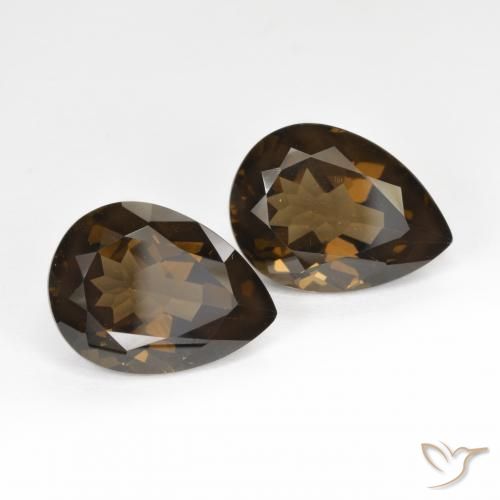 Pedras preciosas de Quartzo Fumê Castanho médio natural de 12.75 ct, Formato de pêra, VVS