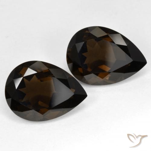 Pedras preciosas de Quartzo Fumê Marrom Chocolate Profundo natural de 12.39 ct, Formato de pêra, VVS