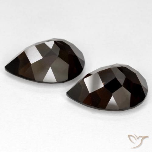 Pedras preciosas de Quartzo Fumê Marrom Chocolate Profundo natural de 12.39 ct, Formato de pêra, VVS