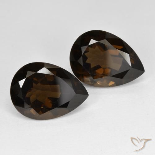 Pedras preciosas de Quartzo Fumê Umber Brown natural de 12.92 ct, Formato de pêra, VVS