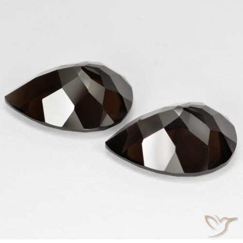 Pedras preciosas de Quartzo Fumê Marrom Chocolate Profundo natural de 11.99 ct, Formato de pêra, VVS