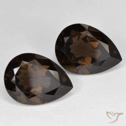 Pedras preciosas de Quartzo Fumê Umber Brown natural de 12.40 ct, Formato de pêra, VVS-VS