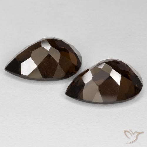 Pedras preciosas de Quartzo Fumê Umber Brown natural de 12.40 ct, Formato de pêra, VVS-VS
