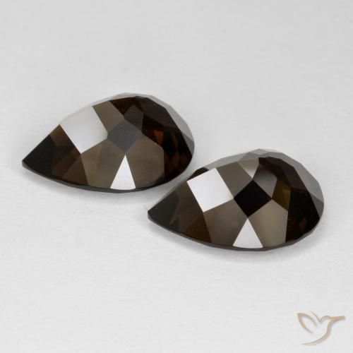 Pedras preciosas de Quartzo Fumê Marrom Chocolate Profundo natural de 12.60 ct, Formato de pêra, VVS