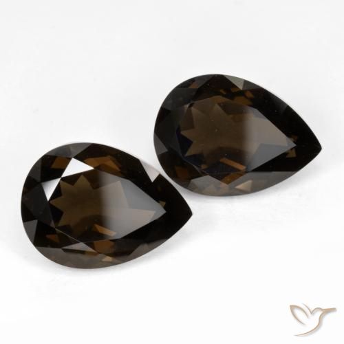 Pedras preciosas de Quartzo Fumê Marrom escuro natural de 12.94 ct, Formato de pêra, VVS