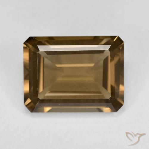 6.11ct Natural Castanho médio-escuro Quartzo Fumê, Corte Esmeralda, VVS-VS