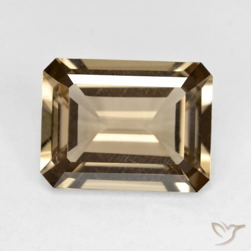 5.56ct Natural Castanho Médio-Claro Quartzo Fumê, Corte Esmeralda, VVS-VS