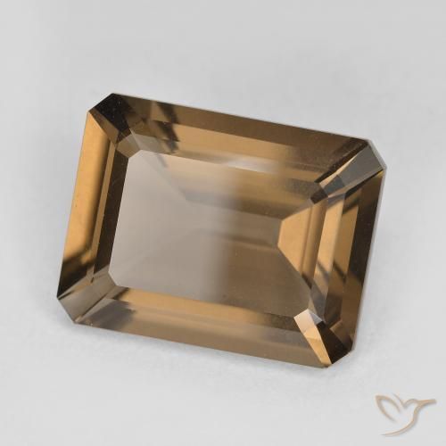Quartzo Fumê Marrom Quente Natural 5.32ct, Corte Octógono / Esmeralda, VVS-VS