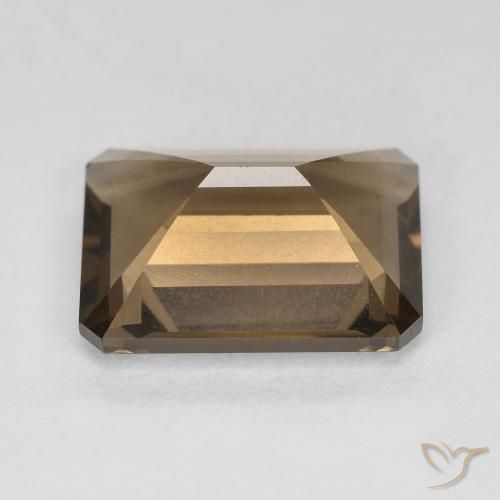 Quartzo Fumê Marrom Quente Natural 5.32ct, Corte Octógono / Esmeralda, VVS-VS