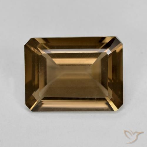 5.22ct Natural Castanho médio-escuro Quartzo Fumê, Corte Esmeralda, VVS-VS