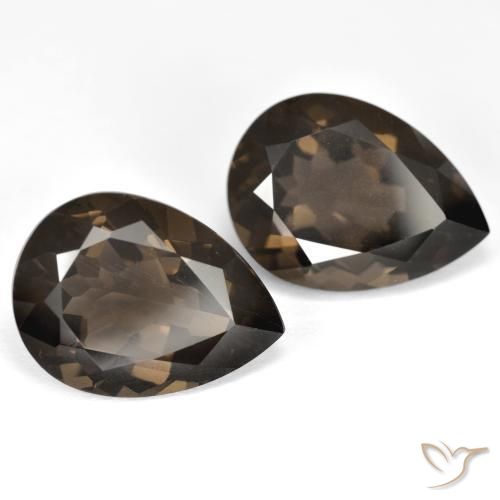 Pedras preciosas de Quartzo Fumê Castanho médio-escuro natural de 13.37 ct, Formato de pêra, VVS-VS