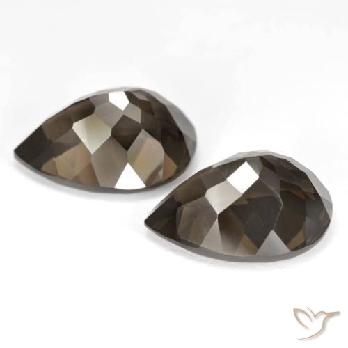 Pedras preciosas de Quartzo Fumê Castanho médio-escuro natural de 13.37 ct, Formato de pêra, VVS-VS