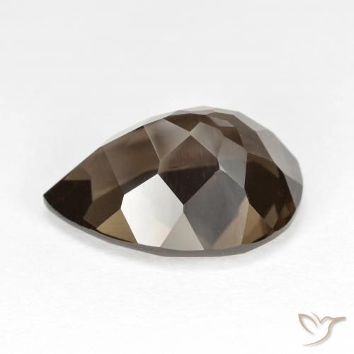 Quartzo Fumê Chocolate marrom Natural 6.51ct, Formato de pêra, VVS-VS