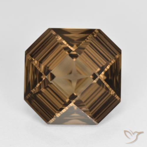 6.04ct Natural Marrom Quente Quartzo Fumê, Corte Esmeralda, VVS