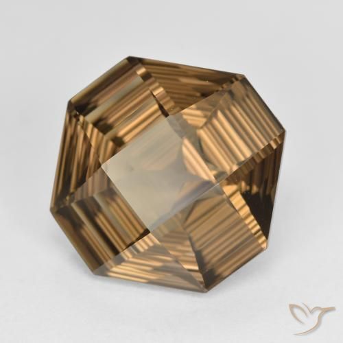 Quartzo Fumê Marrom Quente Natural 6.04ct, Corte Octógono / Esmeralda, VVS