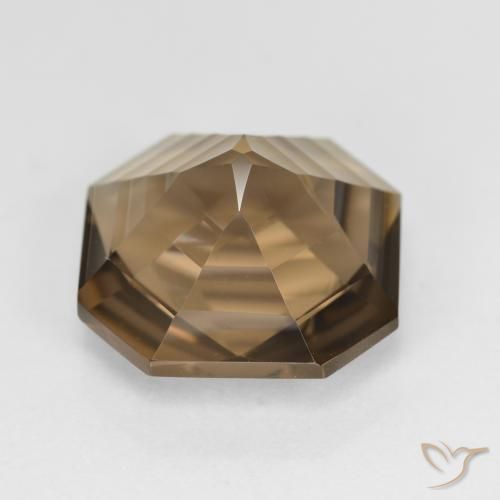 Quartzo Fumê Marrom Quente Natural 6.04ct, Corte Octógono / Esmeralda, VVS