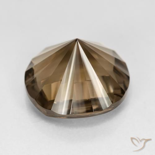 Quartzo fumê marrom natural 8,65ct, corte redondo, VVS