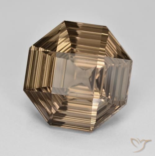 Quartzo Fumê Marrom Quente Natural 12.91ct, Corte Octógono / Esmeralda, VVS