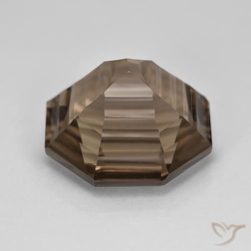 Quartzo Fumê Marrom Quente Natural 12.91ct, Corte Octógono / Esmeralda, VVS