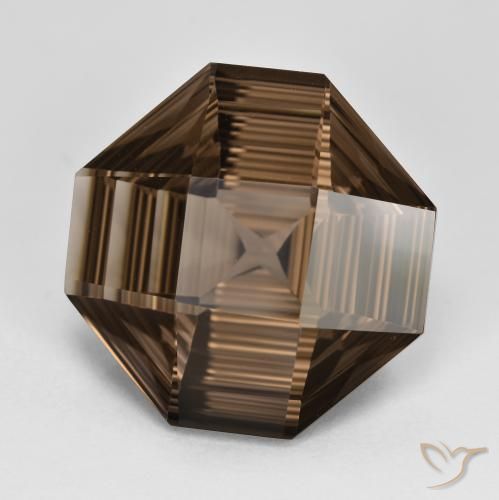 Quartzo Fumê Marrom escuro Natural 13.08ct, Corte Octógono / Esmeralda, VVS