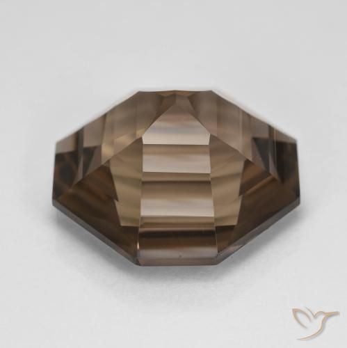 Quartzo Fumê Marrom escuro Natural 13.08ct, Corte Octógono / Esmeralda, VVS