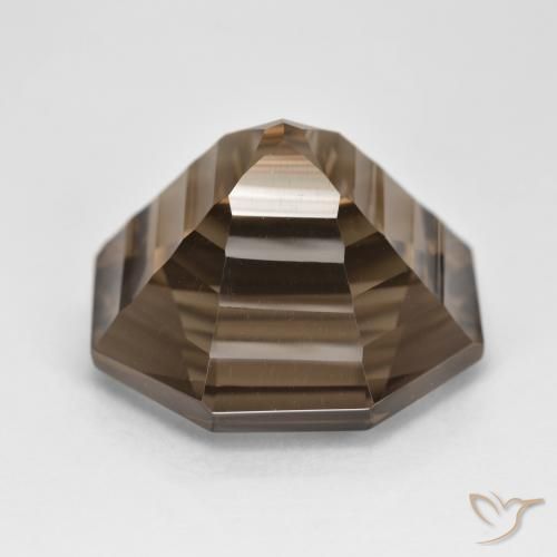 Quartzo Fumê Moca claro Natural 14.22ct, Corte Octógono / Esmeralda, VVS