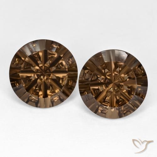 10.94ctw Natural Hickory Brown Quartzo Fumê, Redondo, VS