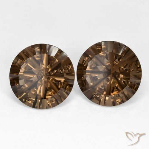 Pedras preciosas de Quartzo Fumê Hickory Brown natural de 10.94 ct, Redondo, VS