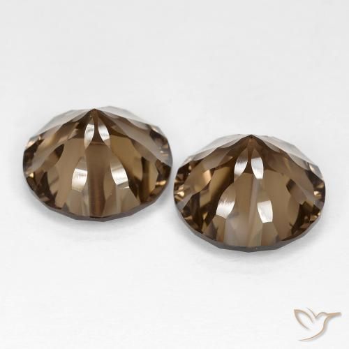 Pedras preciosas de Quartzo Fumê Hickory Brown natural de 10.94 ct, Redondo, VS