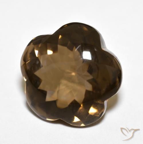 Quartzo Fumê Marrom Quente Natural 13.07ct, Flor cortada, Transparente