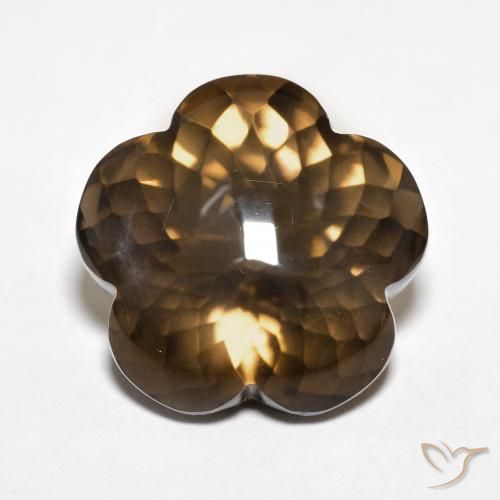11.15ct Natural Marrom Quente Quartzo Fumê, Flor cortada, Transparente