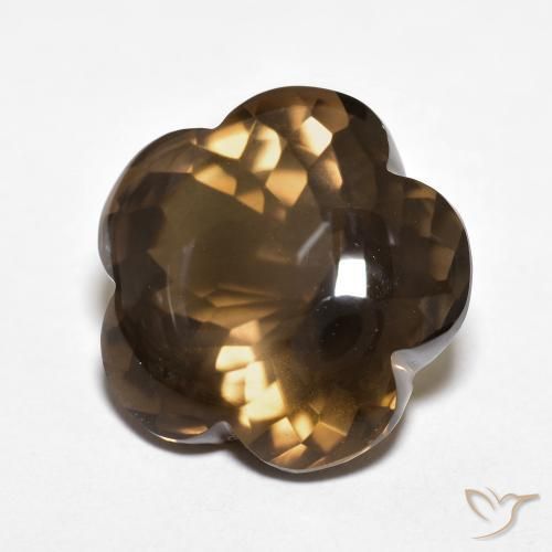 Quartzo Fumê Marrom Quente Natural 11.15ct, Flor cortada, Transparente