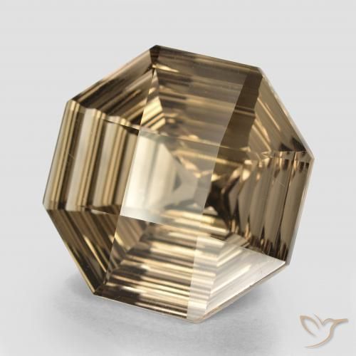 Quartzo Fumê Castanho Médio-Claro Natural 13.59ct, Corte Octógono / Esmeralda, VVS