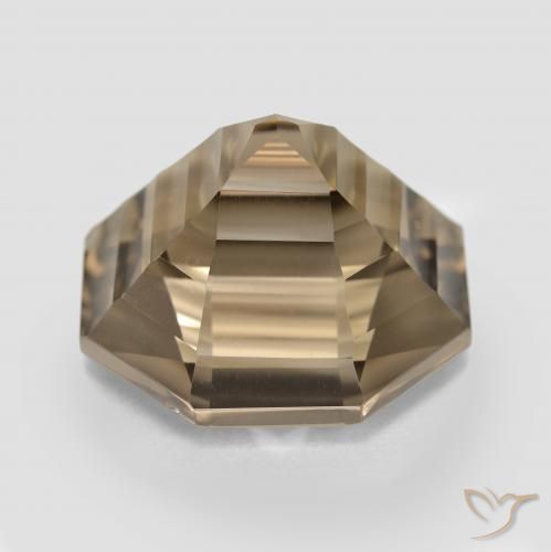 Quartzo Fumê Castanho Médio-Claro Natural 13.59ct, Corte Octógono / Esmeralda, VVS