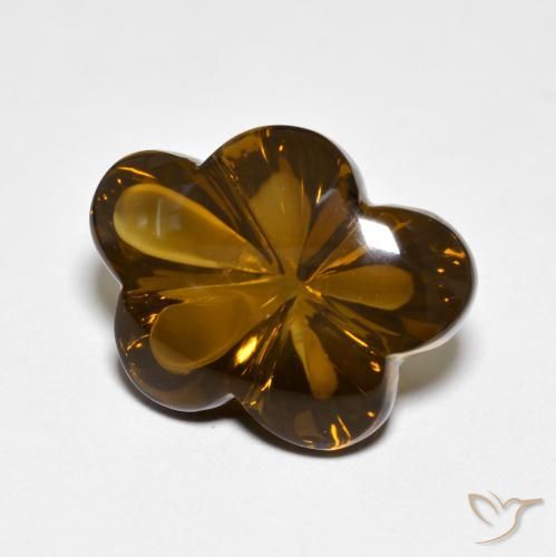 9.16ct Natural Marrom Caramelo Quartzo Fumê, Flor cortada, Transparente