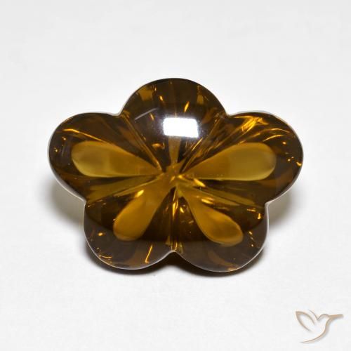 Quartzo Fumê Marrom Caramelo Natural 9.16ct, Flor cortada, Transparente