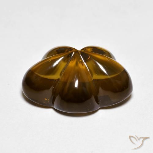 Quartzo Fumê Marrom Caramelo Natural 9.16ct, Flor cortada, Transparente
