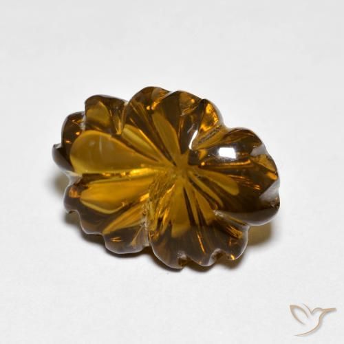 Quartzo Fumê Marrom Caramelo Natural 6.45ct, Flor cortada, Transparente
