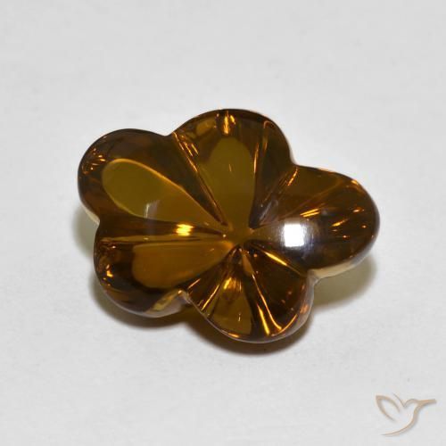 Quartzo Fumê Marrom escuro Natural 6.11ct, Flor cortada, Transparente