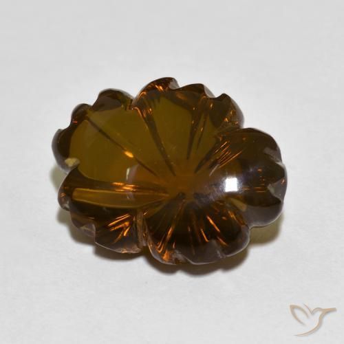 Quartzo Fumê Marrom escuro Natural 9.44ct, Flor cortada, Transparente