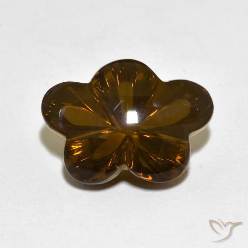 6.12ct Natural Marrom Quente Quartzo Fumê, Flor cortada, Transparente