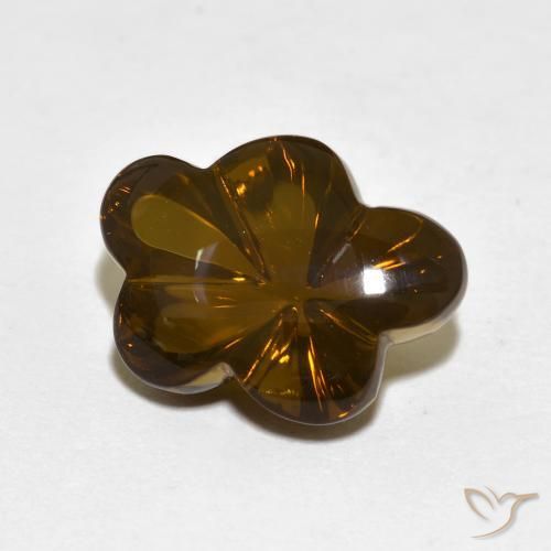 Quartzo Fumê Marrom Quente Natural 6.12ct, Flor cortada, Transparente