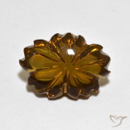 6.56ct Natural Marrom Quente Quartzo Fumê, Flor cortada, Transparente