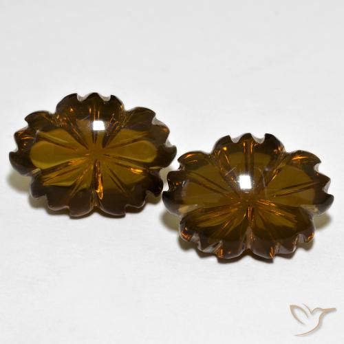 20.15ctw Natural Marrom escuro Quartzo Fumê, Flor cortada, Transparente