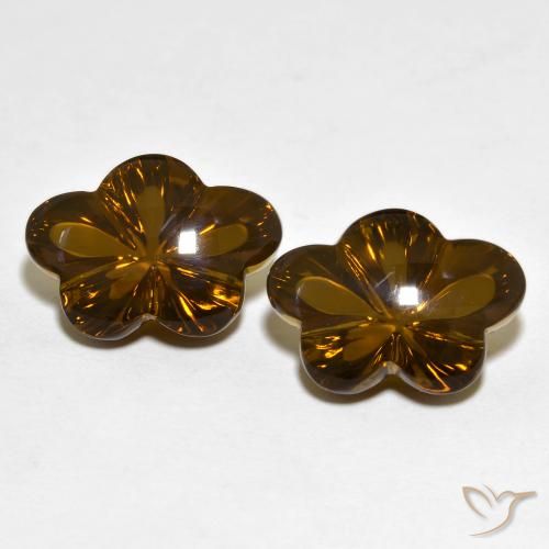 12.56ctw Natural Castanho médio-escuro Quartzo Fumê, Flor cortada, Transparente
