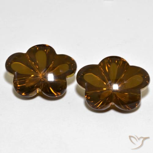 19.11ctw Natural Marrom Quente Quartzo Fumê, Flor cortada, Transparente