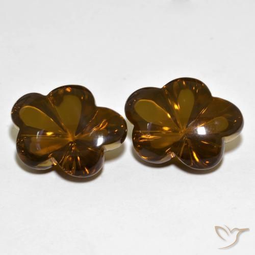 Pedras preciosas de Quartzo Fumê Marrom Quente natural de 19.11 ct, Flor cortada, Transparente