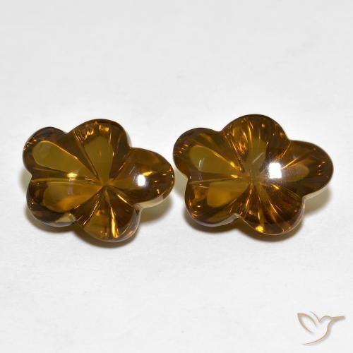 Pedras preciosas de Quartzo Fumê Marrom escuro natural de 13.02 ct, Flor cortada, Transparente