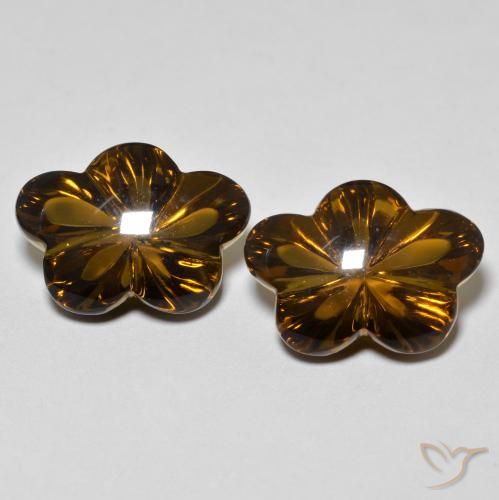 12.37ctw Natural Castanho médio-escuro Quartzo Fumê, Flor cortada, Transparente
