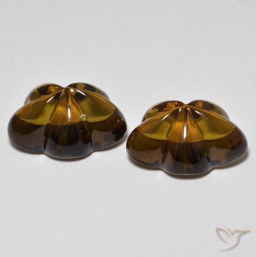 Pedras preciosas de Quartzo Fumê Castanho médio-escuro natural de 12.37 ct, Flor cortada, Transparente